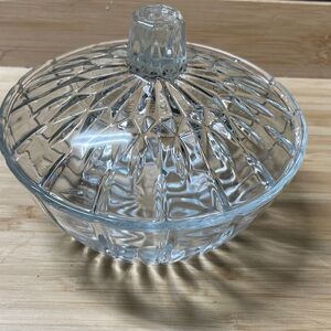 Clear Pressed Glass Lidded Candy Dish
